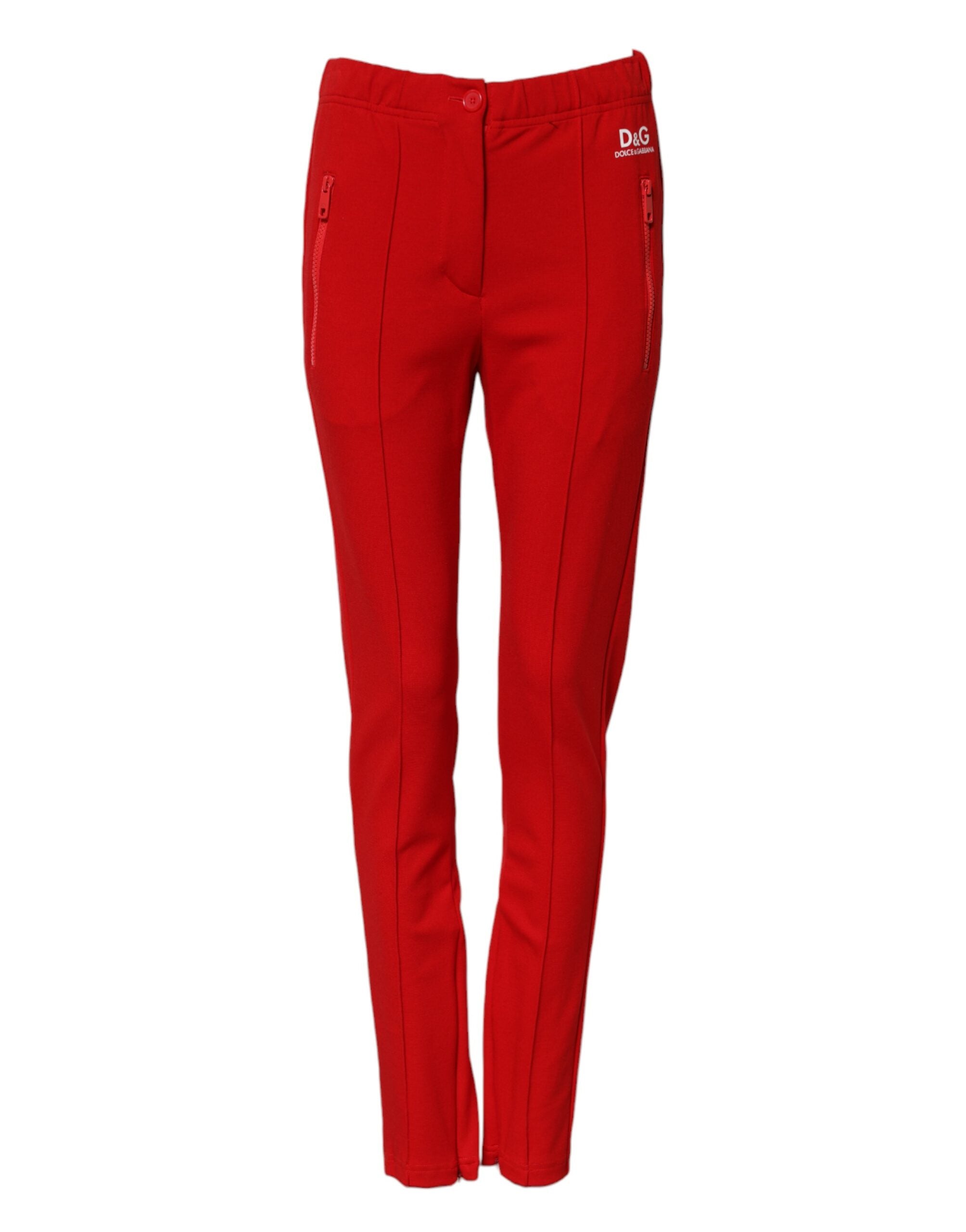 Rote Mid Waist Slim Fit Hose