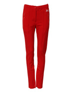 Rote Mid Waist Slim Fit Hose