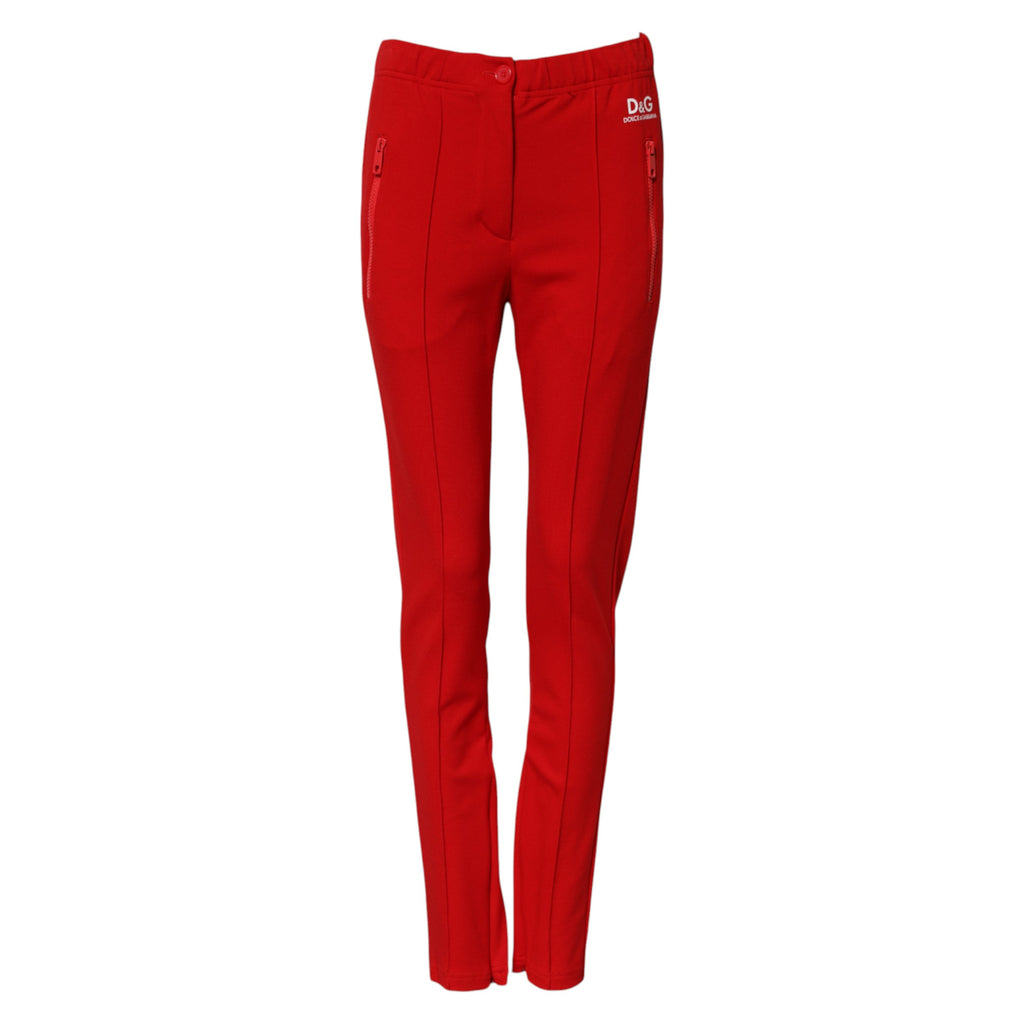 Rote Mid Waist Slim Fit Hose