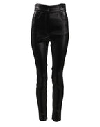 Schwarze Skinny-Hose aus Baumwollstretch mit Lurexfaden