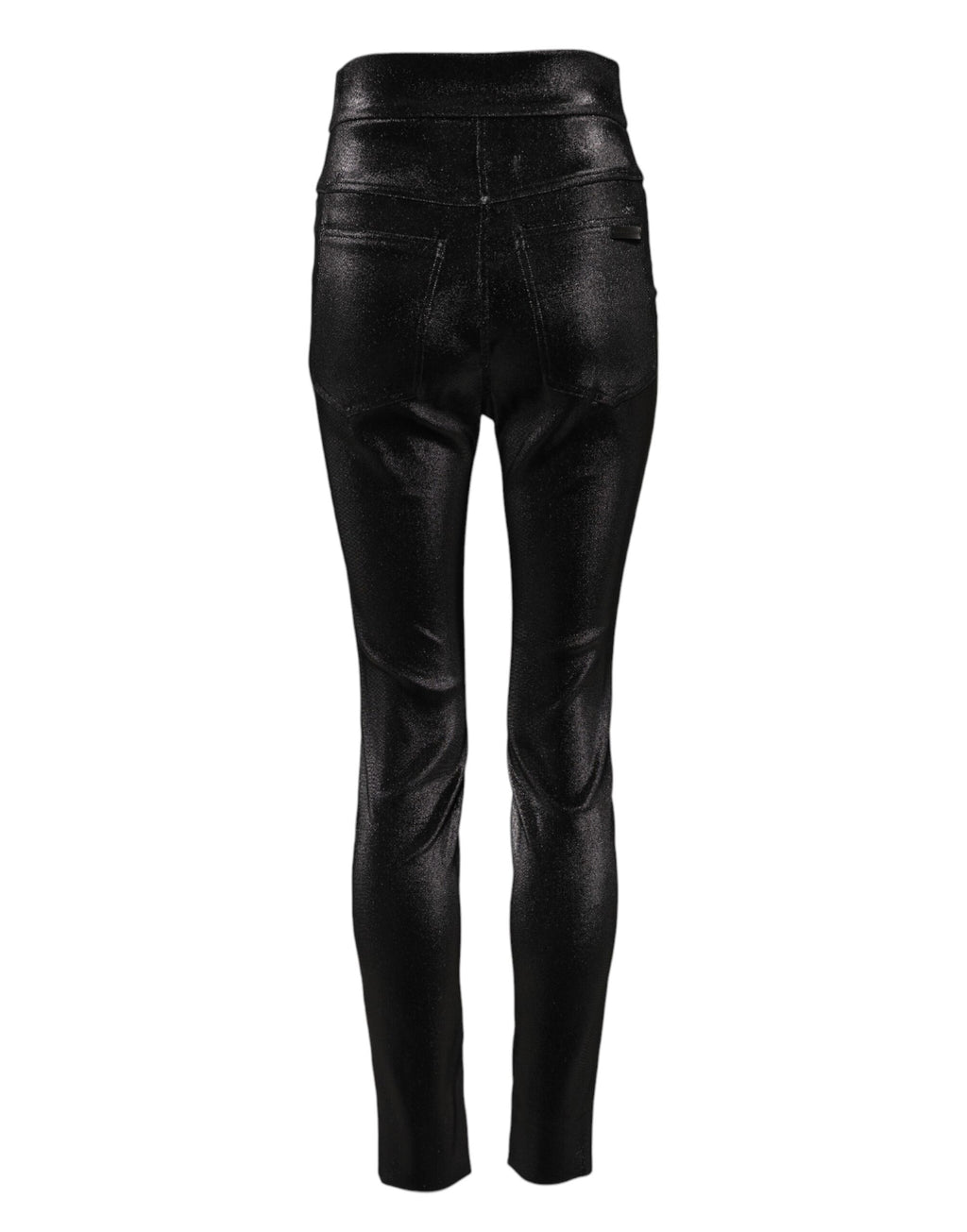 Schwarze Skinny-Hose aus Baumwollstretch mit Lurexfaden