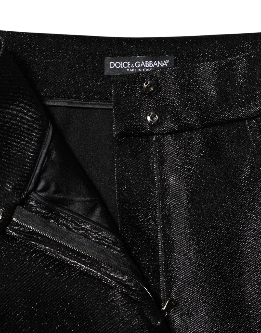 Schwarze Skinny-Hose aus Baumwollstretch mit Lurexfaden