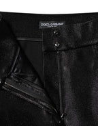 Schwarze Skinny-Hose aus Baumwollstretch mit Lurexfaden