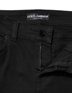 Black Cotton Skinny Mid Waist Denim Jeans