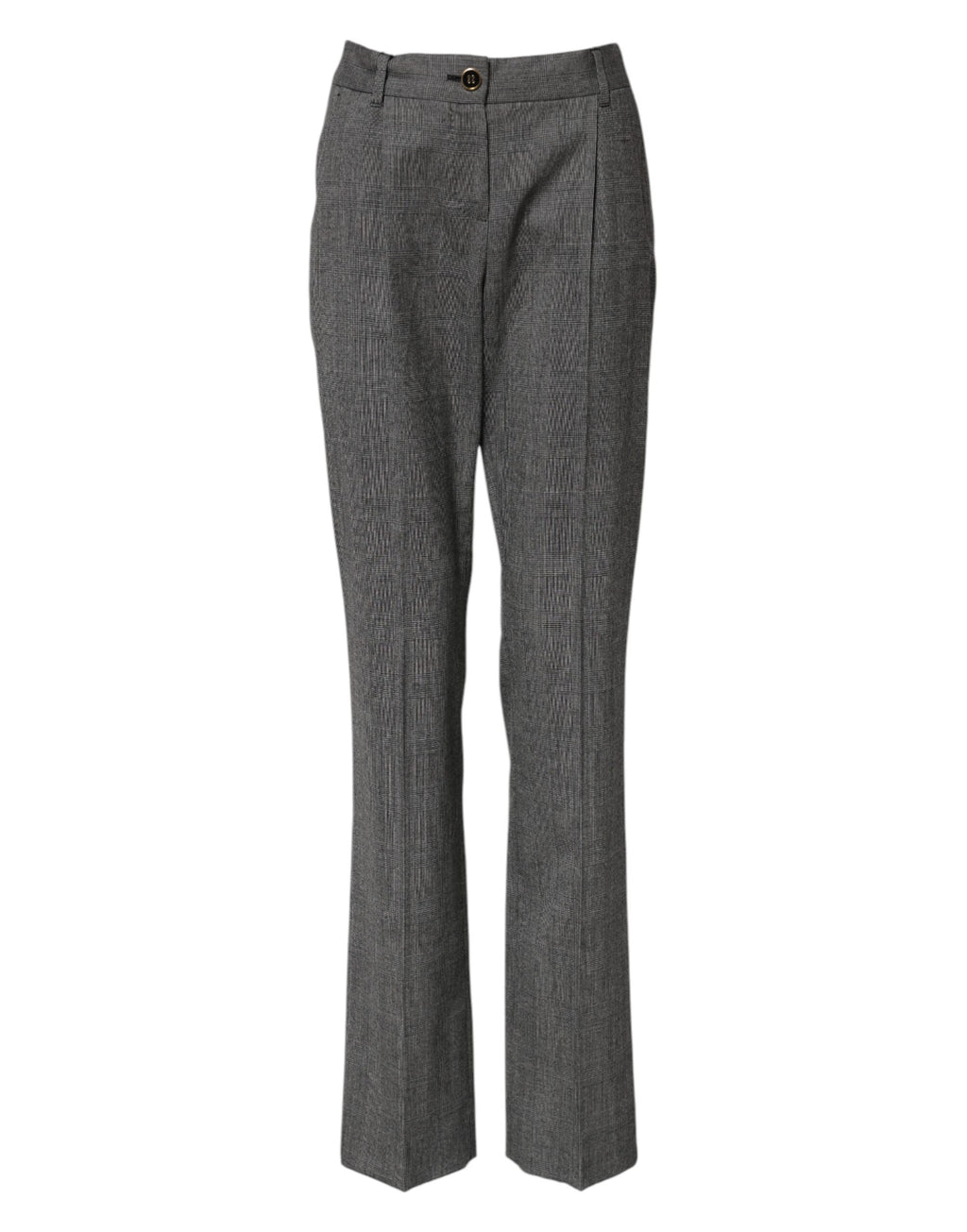 Graue karierte High Waist ausgestellte Hose