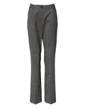 Graue karierte High Waist ausgestellte Hose