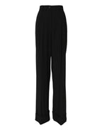 Schwarze High-Waist-Hose aus Wolle
