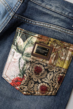 Multicolor Patchwork Tapered Denim Jeans