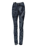 Blaue bedruckte Skinny-Denim-Jeans aus Baumwolle