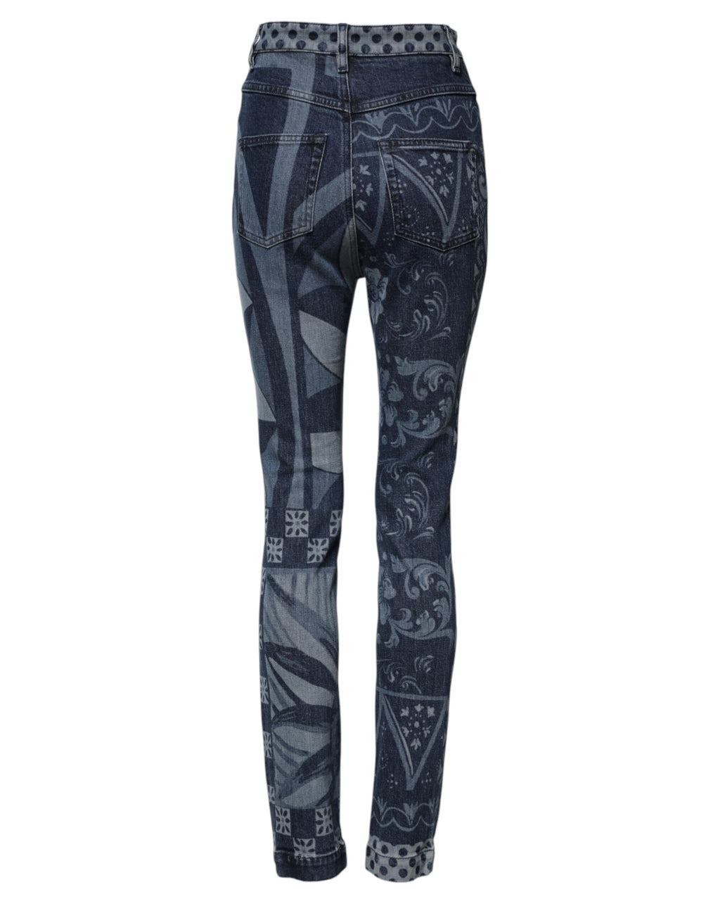 Blaue bedruckte Skinny-Denim-Jeans aus Baumwolle