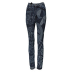 Blaue bedruckte Skinny-Denim-Jeans aus Baumwolle
