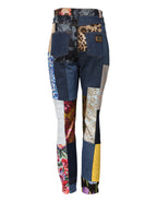 Skinny Jeans aus Denim mit mehrfarbigem Patchwork