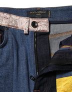 Skinny Jeans aus Denim mit mehrfarbigem Patchwork