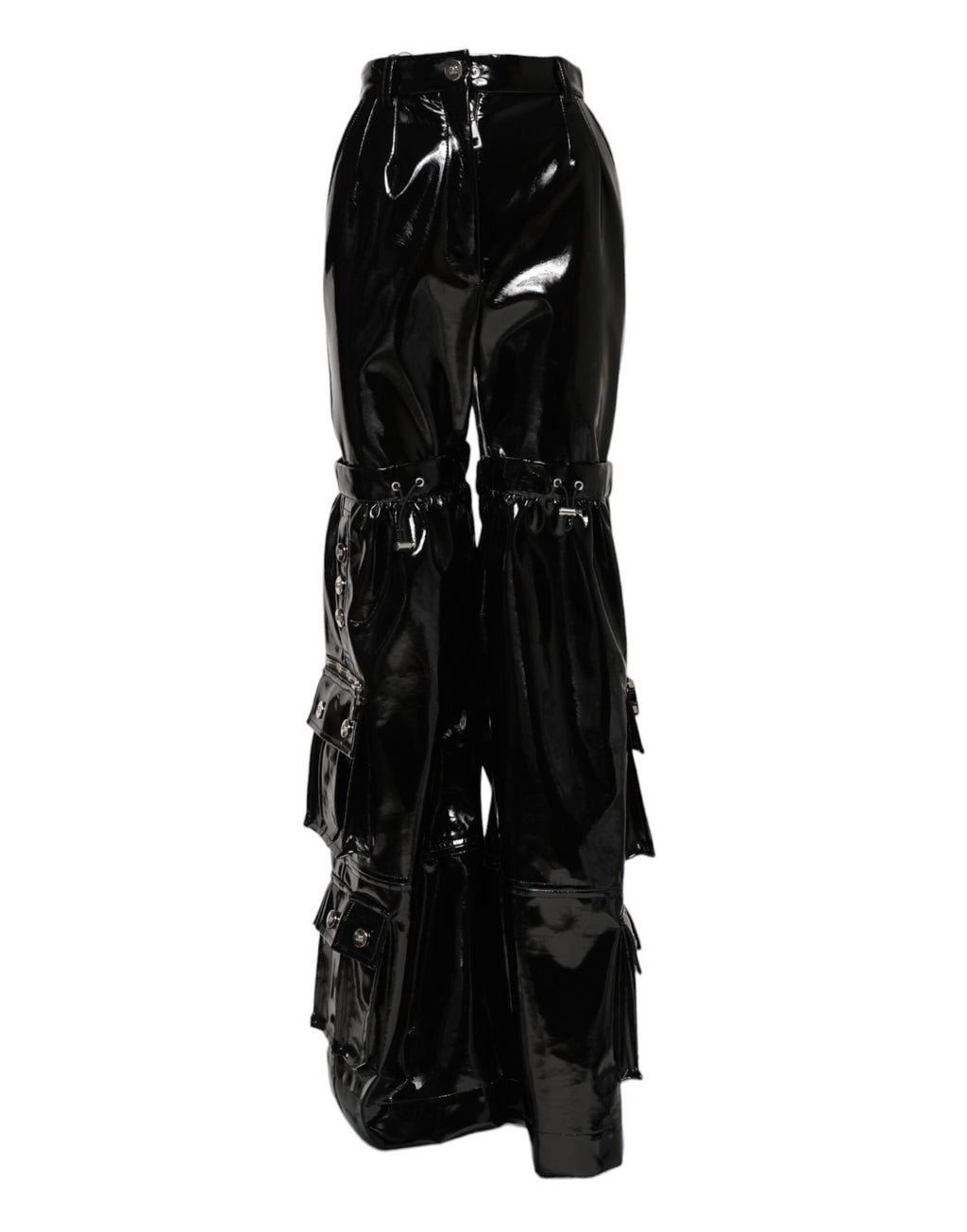 Black High-Waist Cargo Bootcut Pants