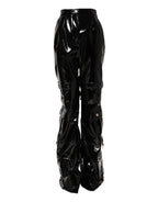Black High Waist Cargo Bootcut Pants