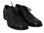 Dunkelblaue Wingtip Oxford Business-Schuhe aus Leder