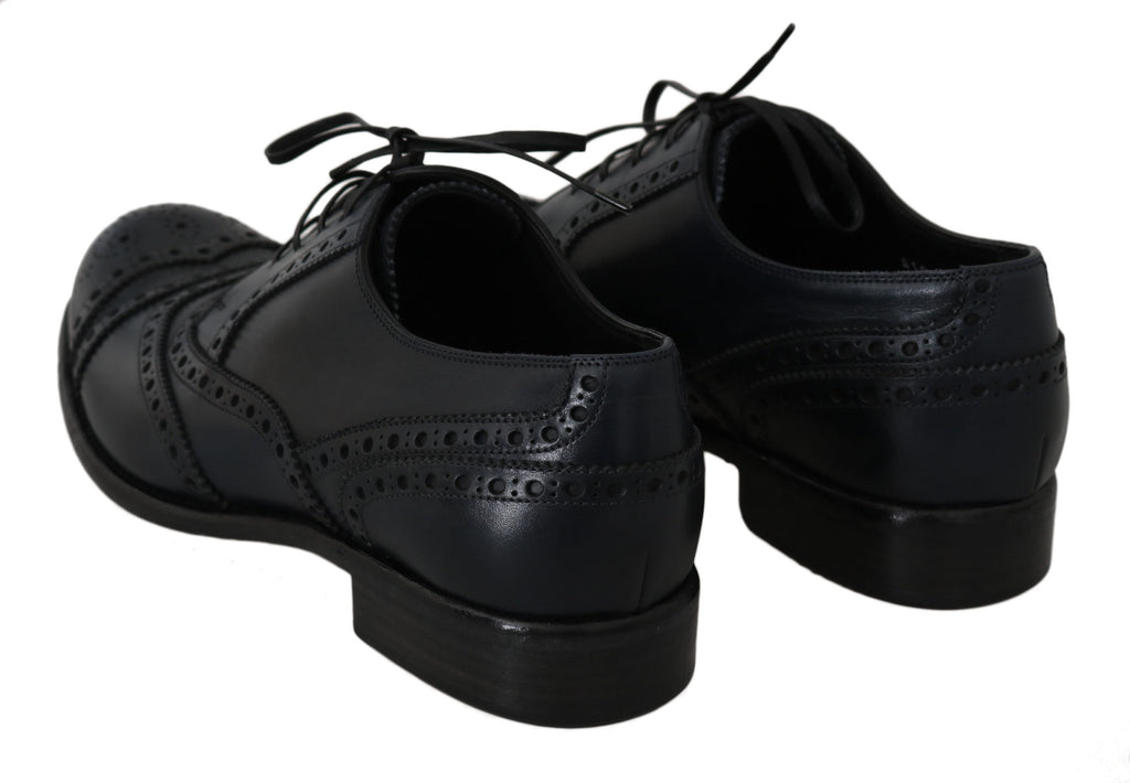 Dunkelblaue Wingtip Oxford Business-Schuhe aus Leder