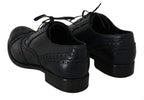Dunkelblaue Wingtip Oxford Business-Schuhe aus Leder