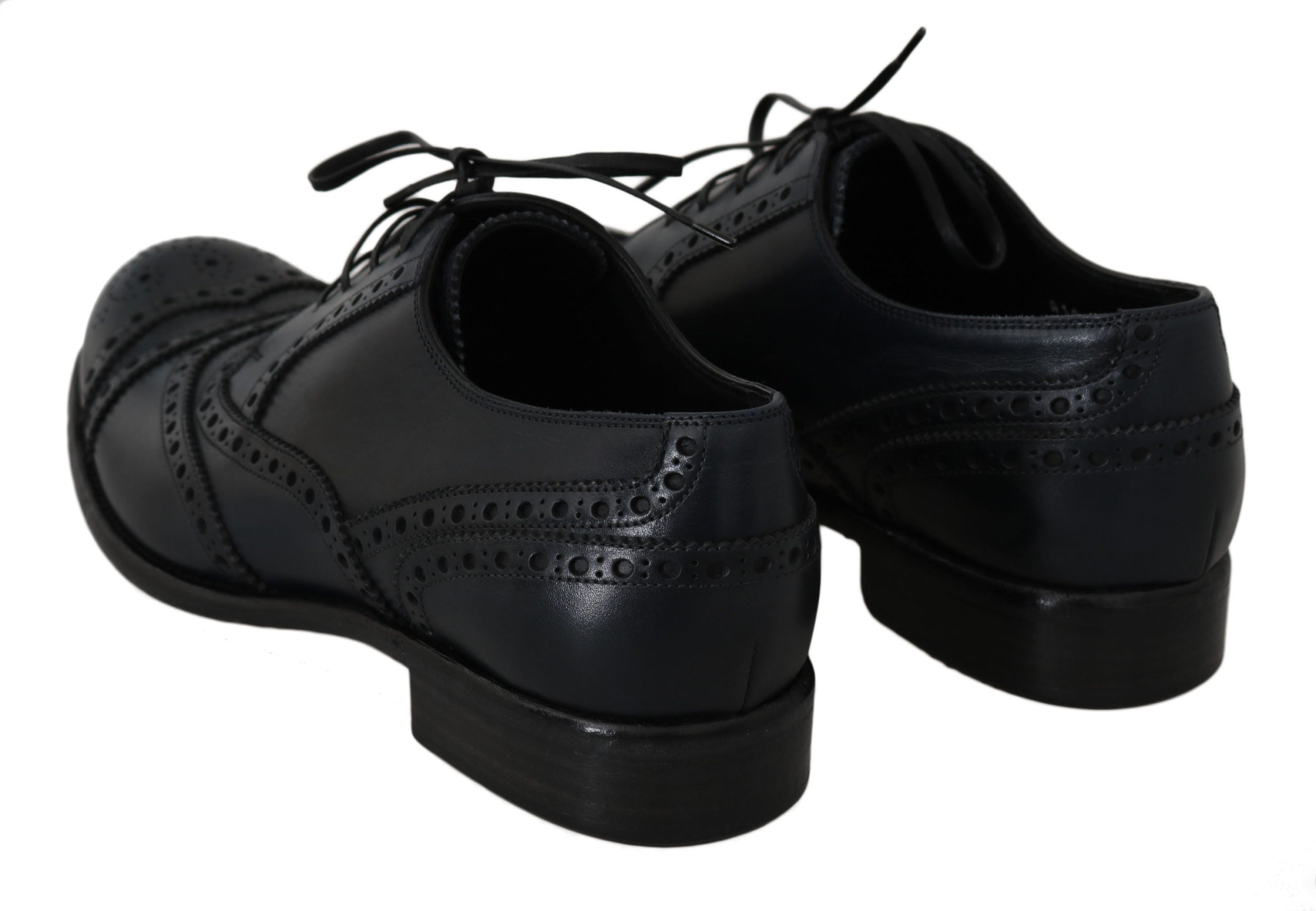 Dunkelblaue Wingtip Oxford Business-Schuhe aus Leder