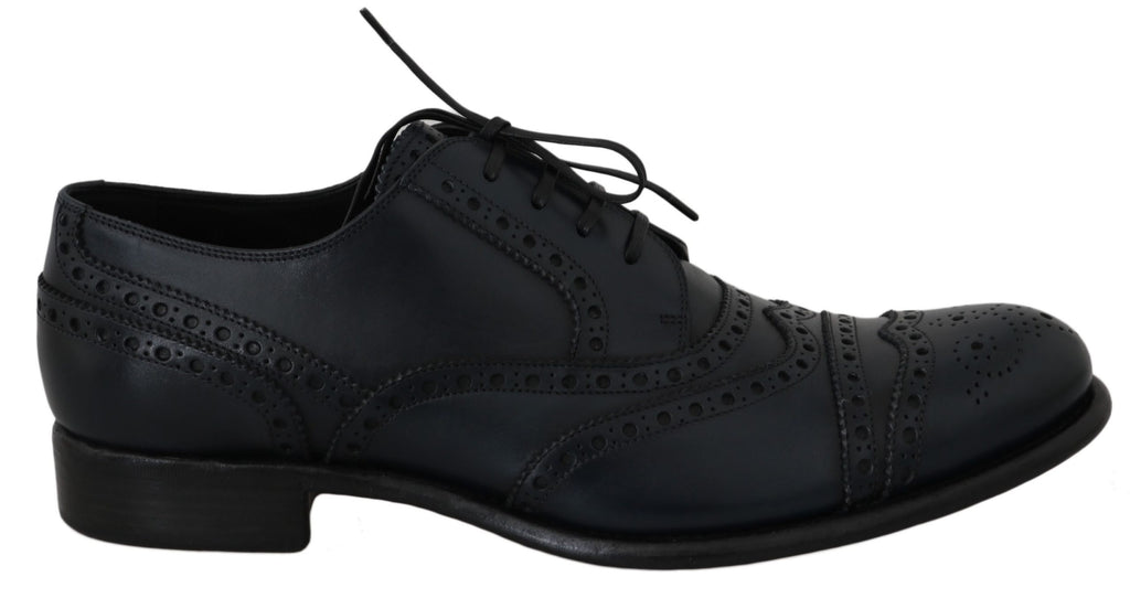 Dunkelblaue Wingtip Oxford Business-Schuhe aus Leder
