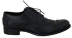 Dunkelblaue Wingtip Oxford Business-Schuhe aus Leder