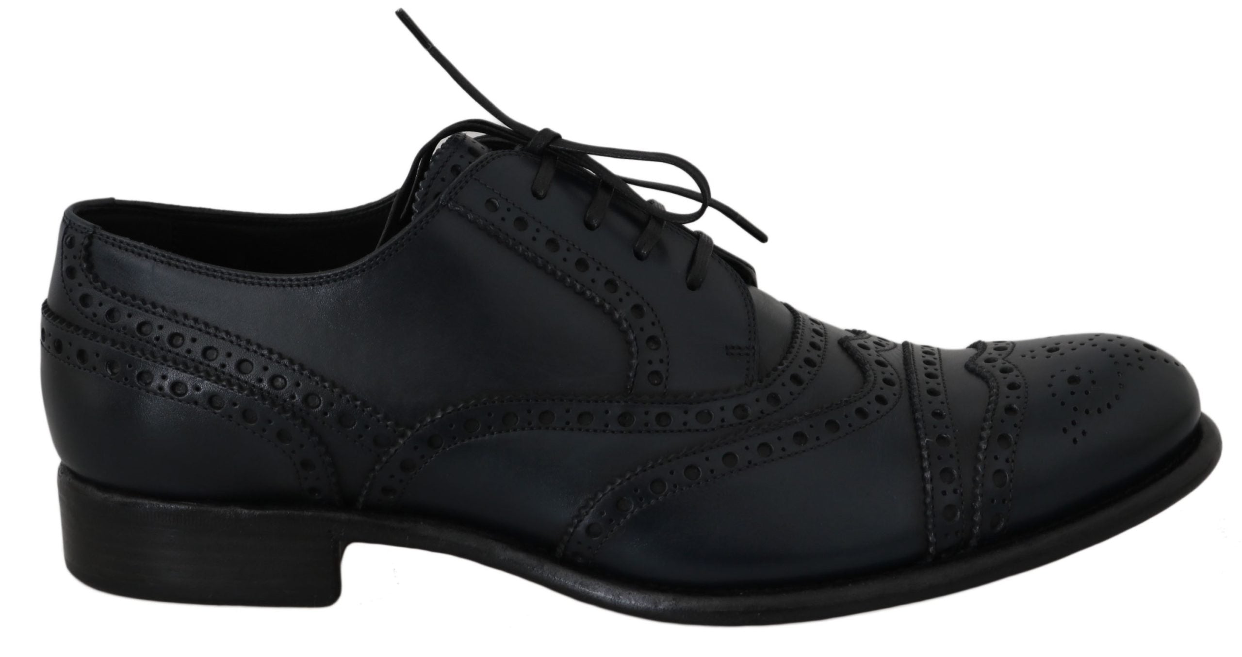 Dunkelblaue Wingtip Oxford Business-Schuhe aus Leder