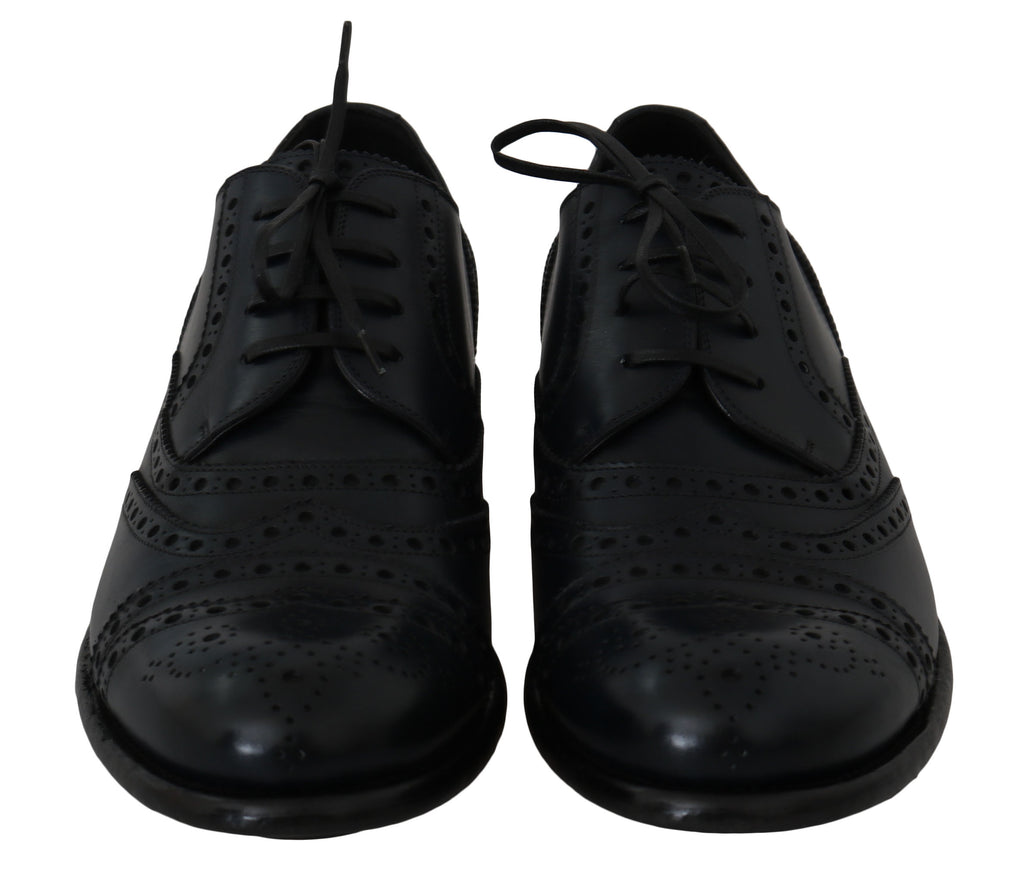 Dunkelblaue Wingtip Oxford Business-Schuhe aus Leder