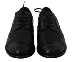 Dunkelblaue Wingtip Oxford Business-Schuhe aus Leder