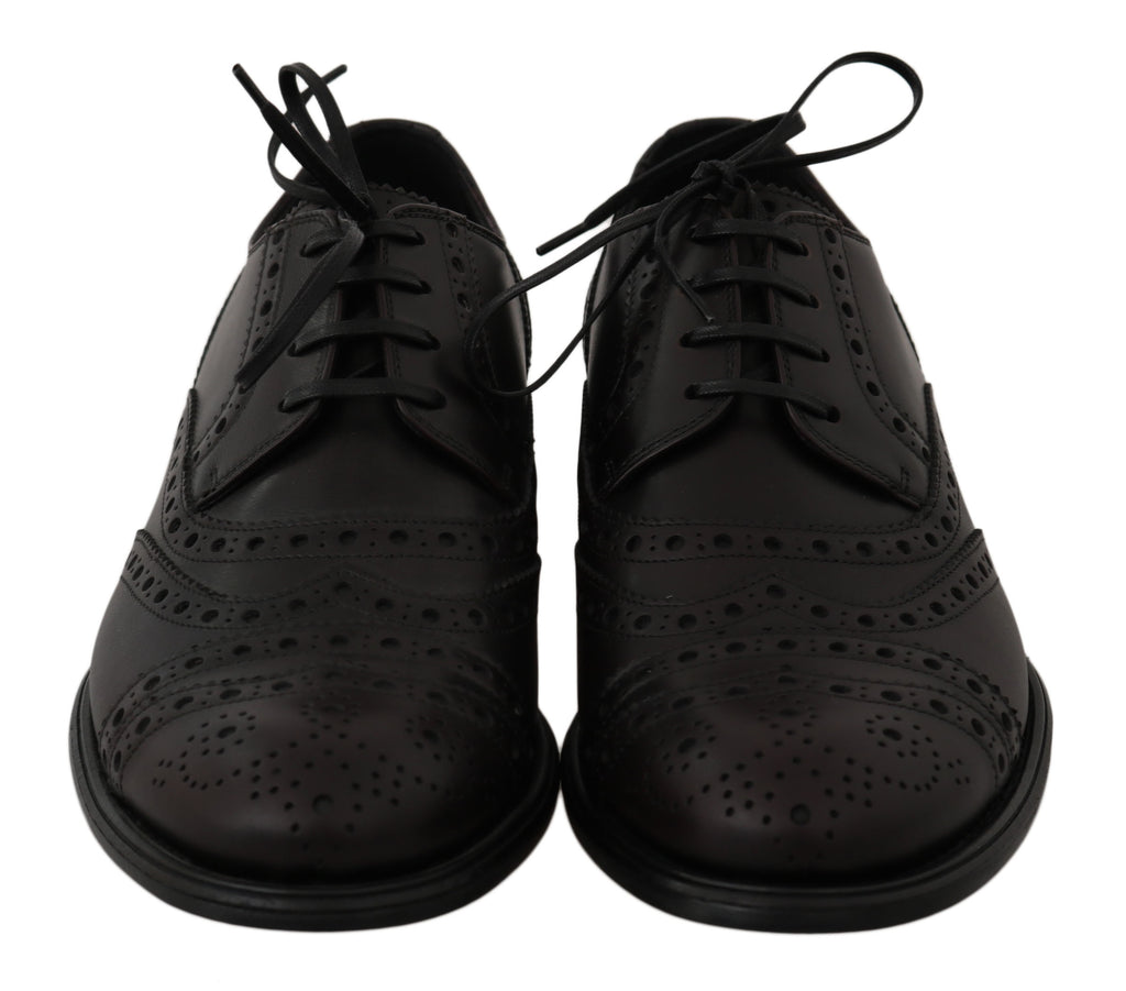 Schwarze Oxford Brogues aus Leder mit Flügelkappe