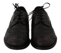 Schwarze Oxford Brogues aus Leder mit Flügelkappe