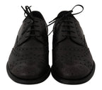 Schwarze Oxford Brogues aus Leder mit Flügelkappe