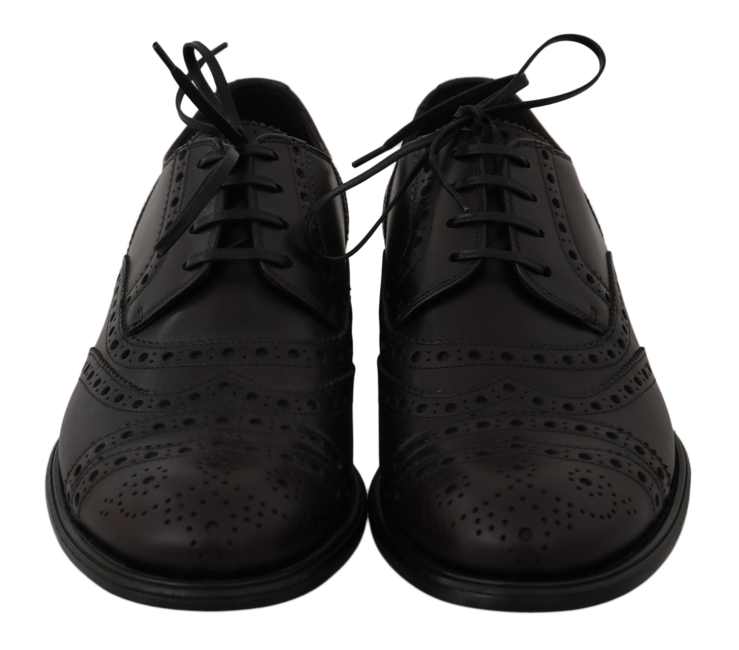 Schwarze Oxford Brogues aus Leder mit Flügelkappe