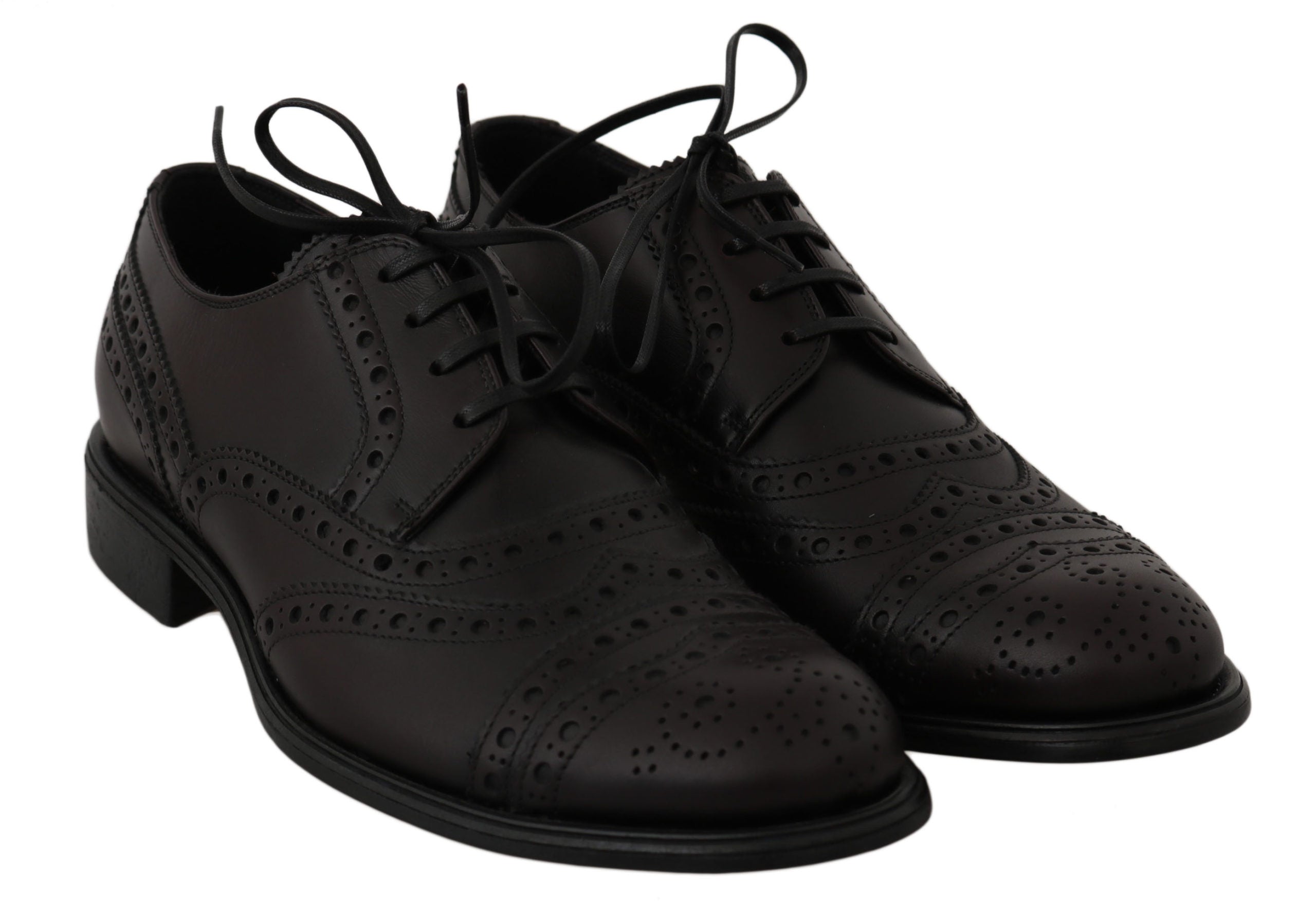 Schwarze Oxford Brogues aus Leder mit Flügelkappe