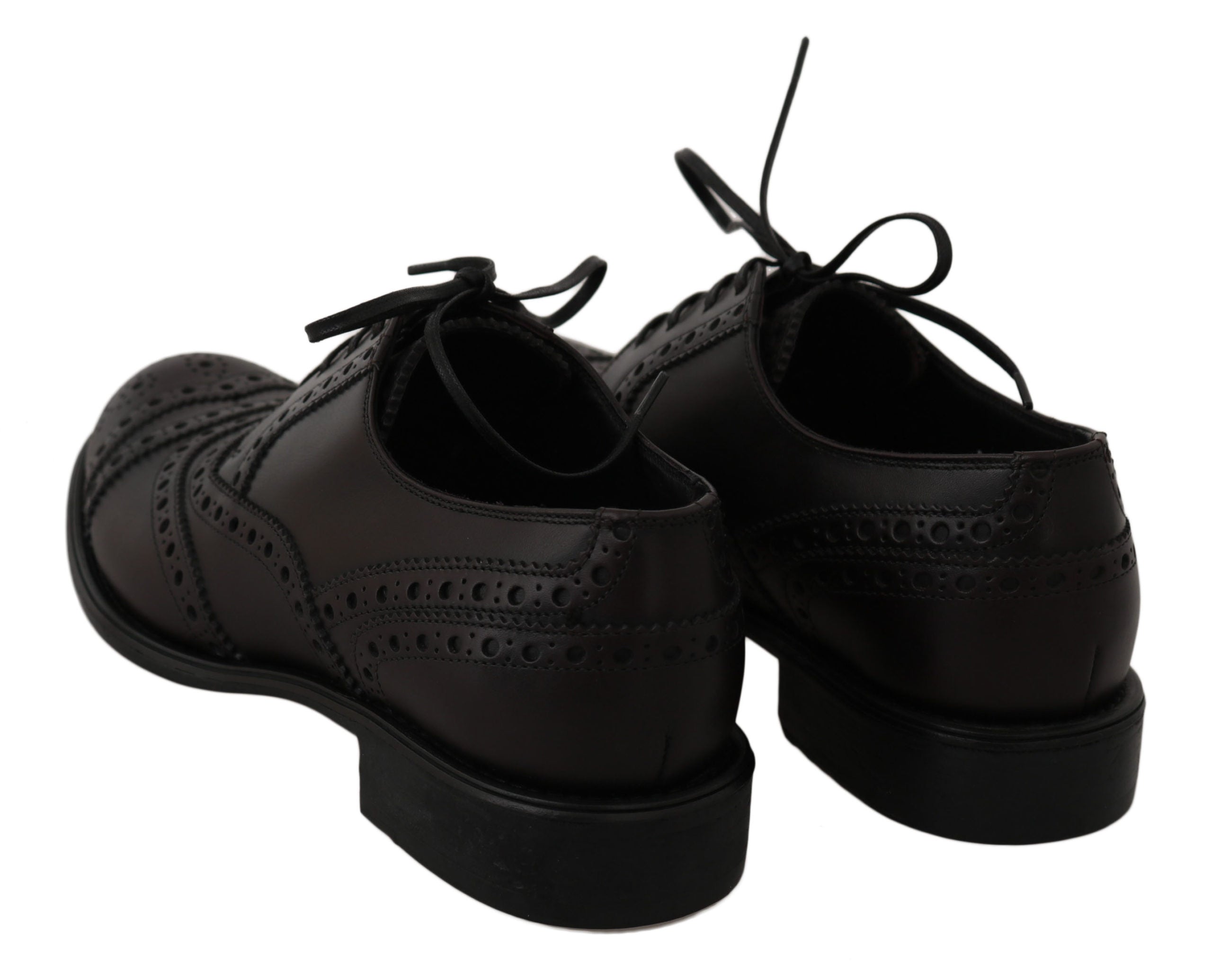 Schwarze Oxford Brogues aus Leder mit Flügelkappe