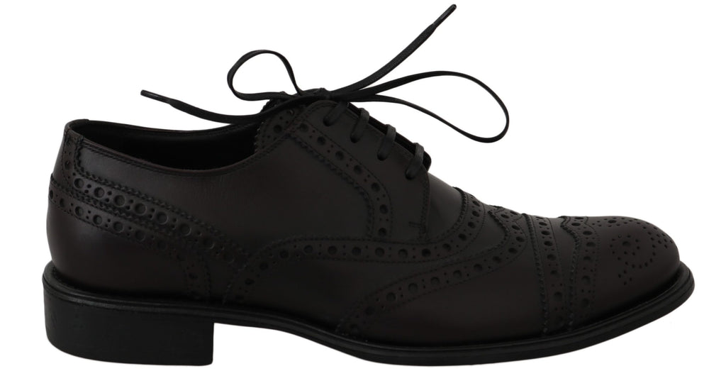 Schwarze Oxford Brogues aus Leder mit Flügelkappe