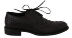Schwarze Oxford Brogues aus Leder mit Flügelkappe