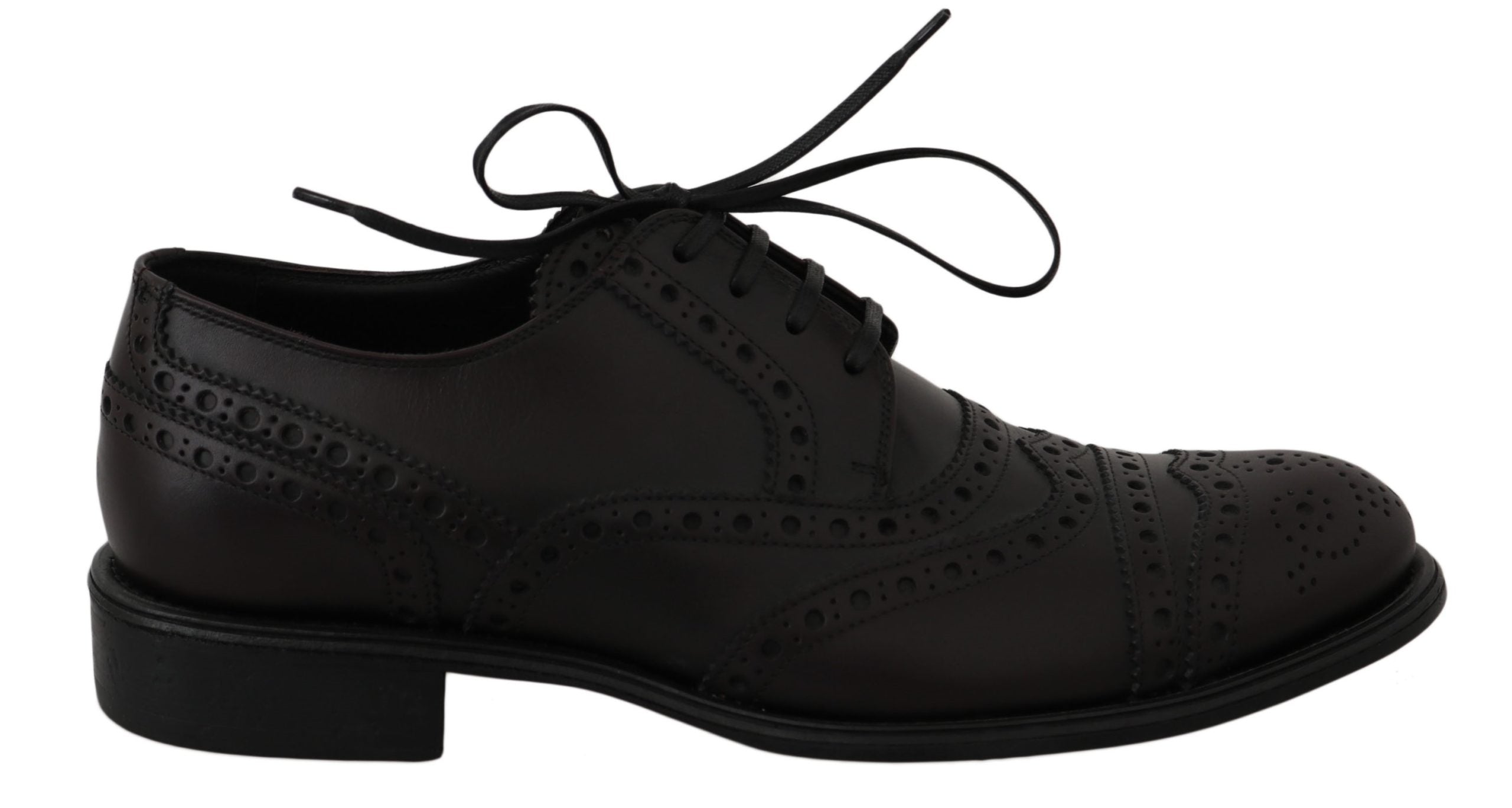 Schwarze Oxford Brogues aus Leder mit Flügelkappe
