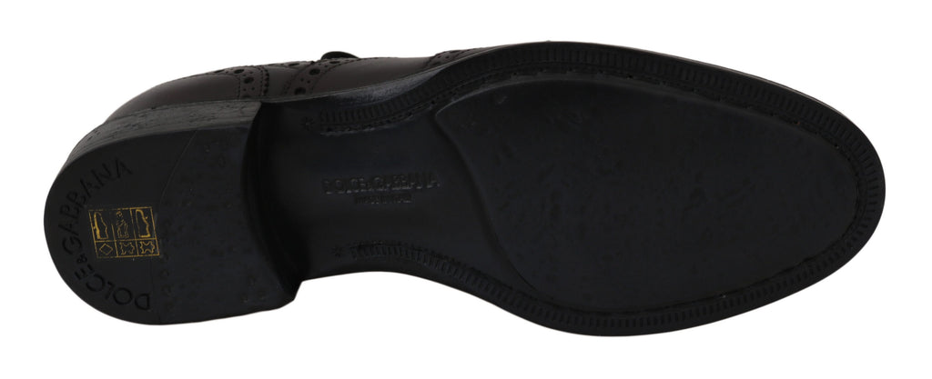 Schwarze Oxford Brogues aus Leder mit Flügelkappe