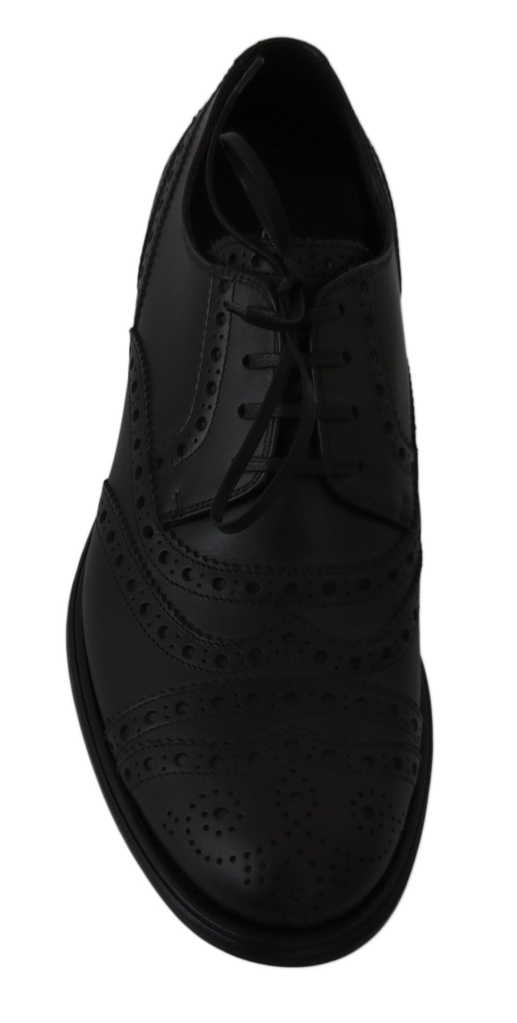 Schwarze Oxford Brogues aus Leder mit Flügelkappe
