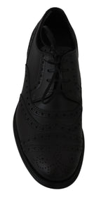 Schwarze Oxford Brogues aus Leder mit Flügelkappe