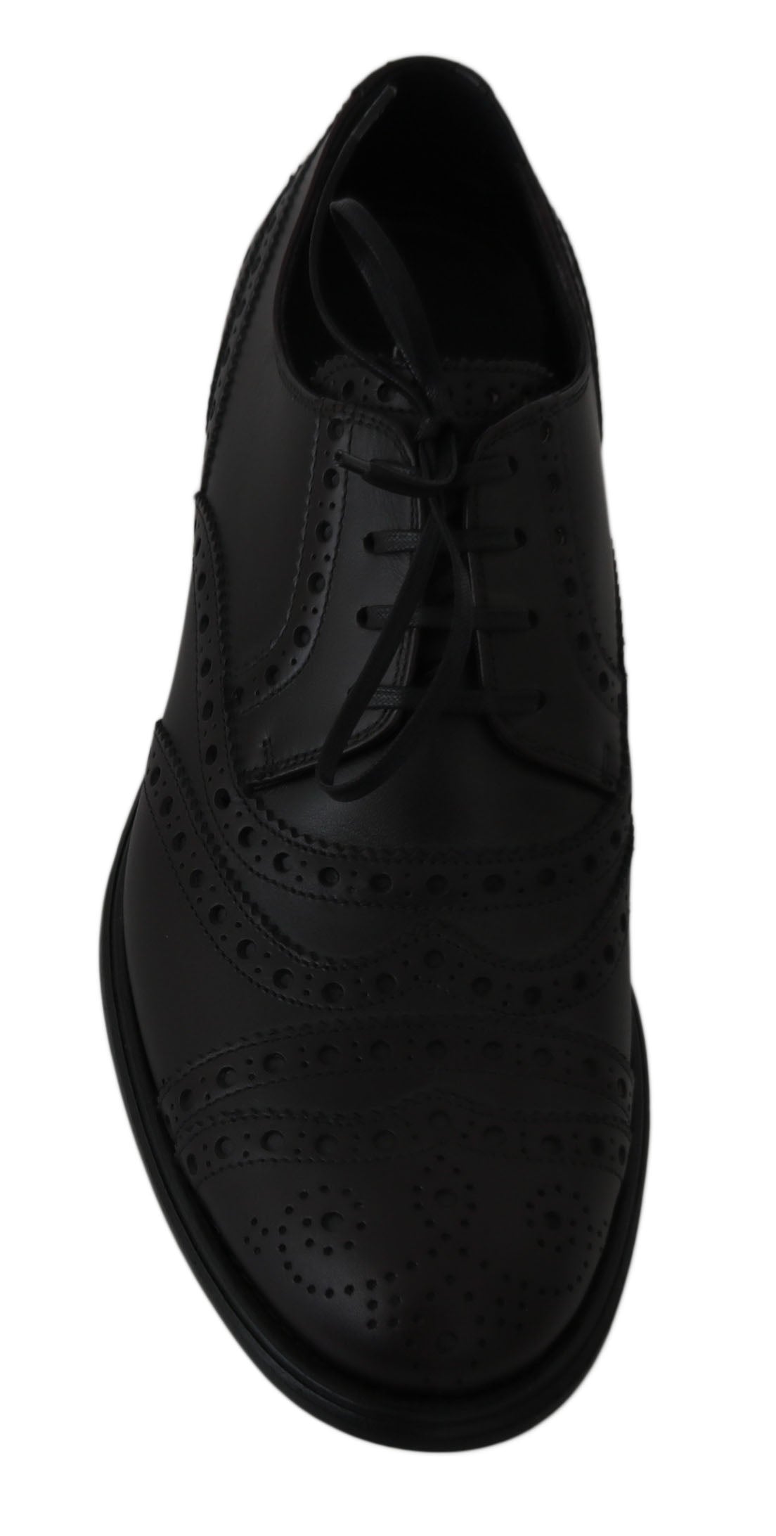 Schwarze Oxford Brogues aus Leder mit Flügelkappe