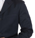 Two-Piece Three-Button Solid Blue Cotton Suit