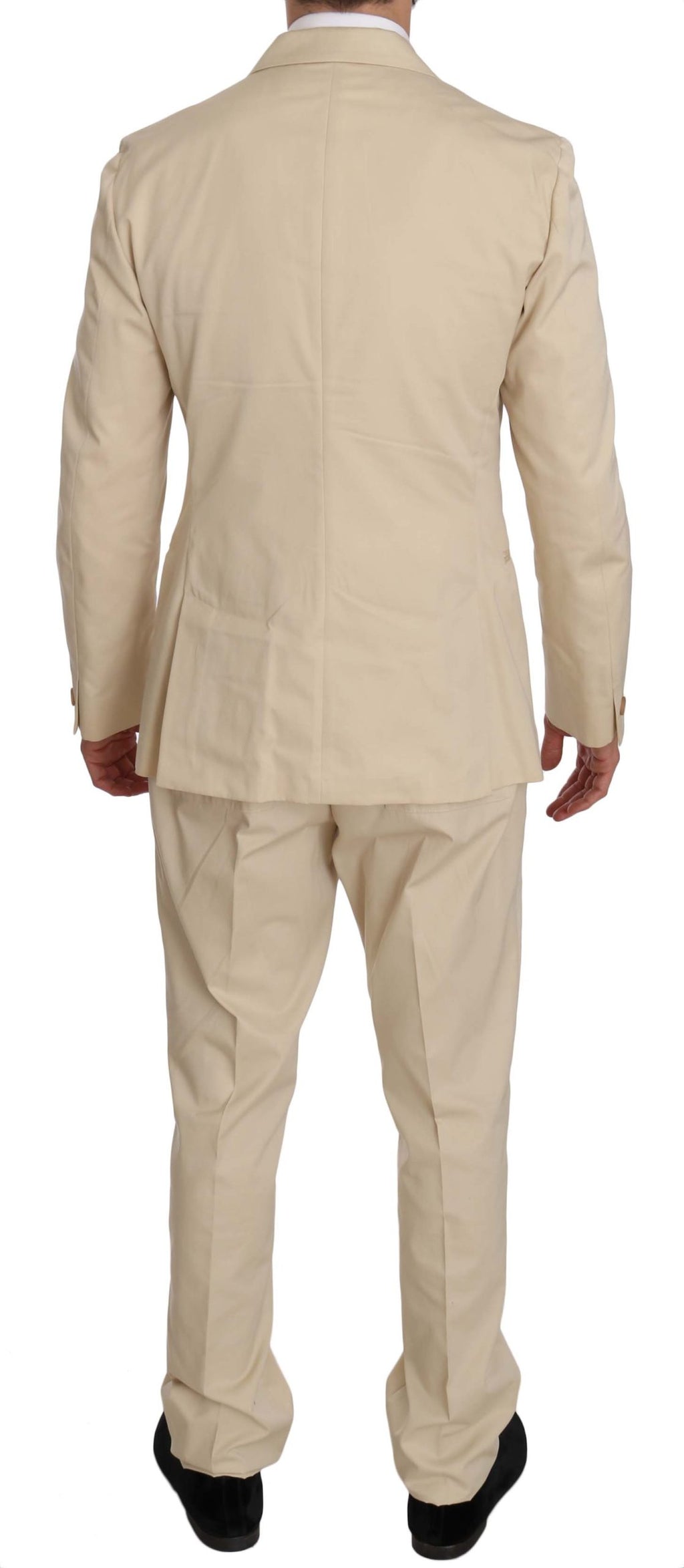 Zweiteiliger beige Baumwollanzug mit 3 Knöpfen