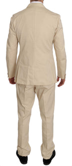Zweiteiliger beige Baumwollanzug mit 3 Knöpfen