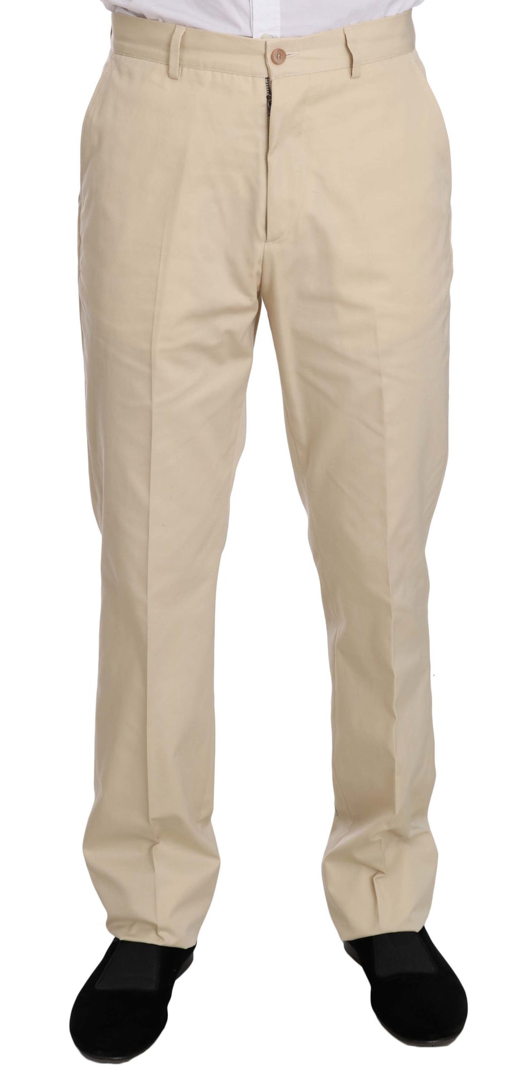Zweiteiliger beige Baumwollanzug mit 3 Knöpfen