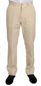 Zweiteiliger beige Baumwollanzug mit 3 Knöpfen