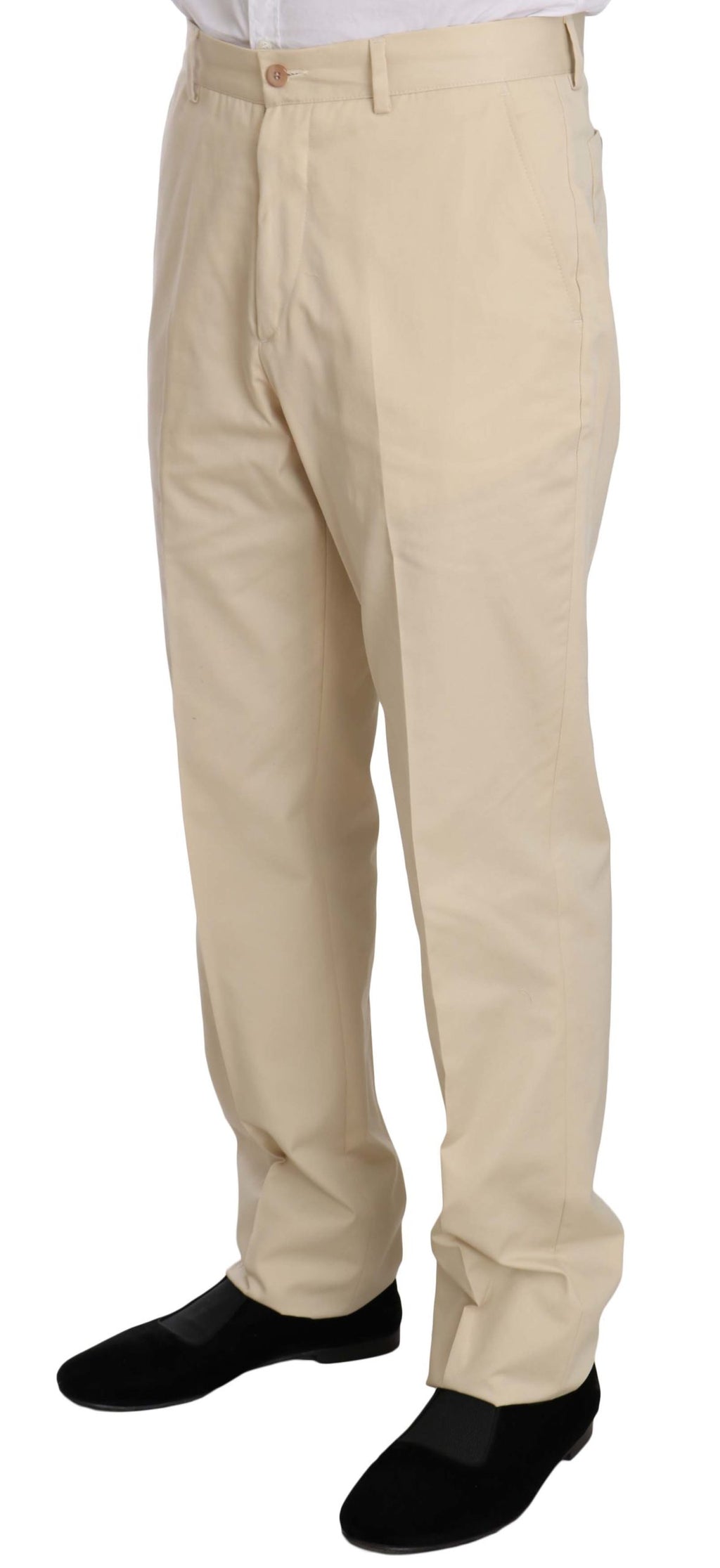 Zweiteiliger beige Baumwollanzug mit 3 Knöpfen