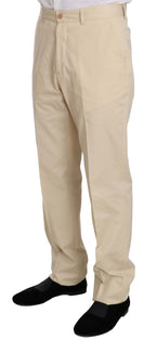 Zweiteiliger beige Baumwollanzug mit 3 Knöpfen