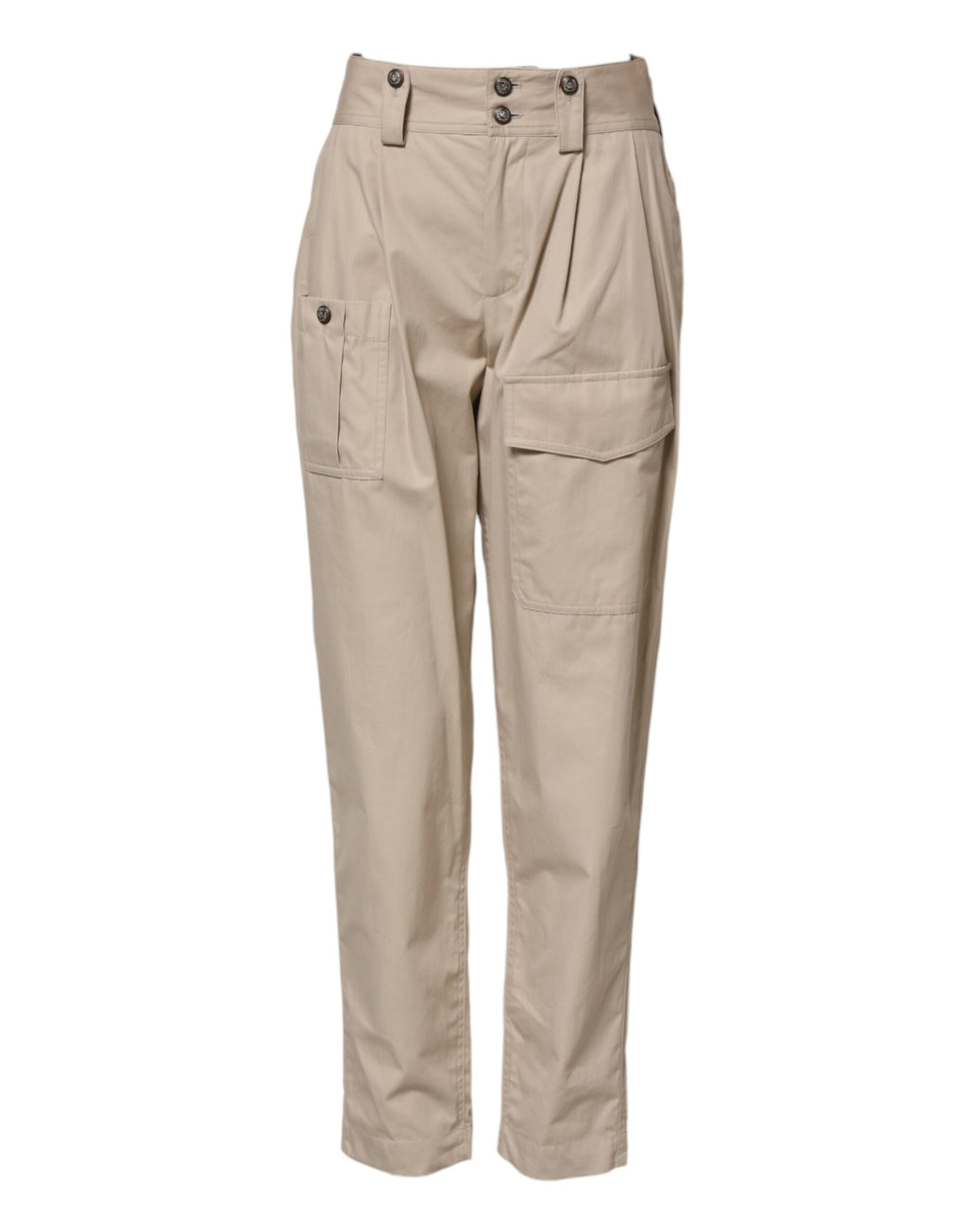 Beige High-Waist-Hose aus Baumwolle