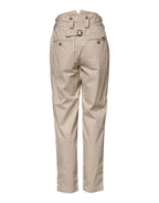 Beige High-Waist-Hose aus Baumwolle